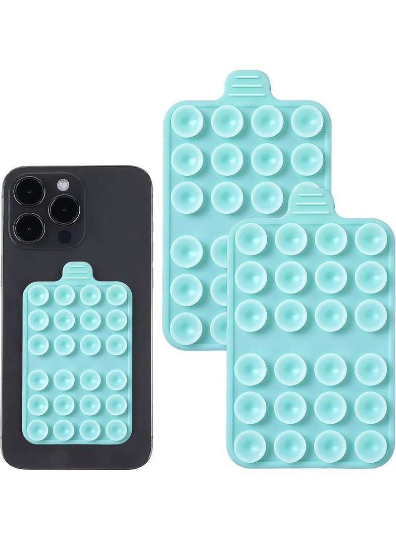 ChicAbode 2Pcs Silicone Suction Phone Case Adhesive Mount, Non-Slip Suction Cup Phone Mount, Double Sided Phone Suction Grip, 3.58 x2.16In Hands-Free Strong Grip Holder Bracket for Selfies Videos(Green) - Image 1